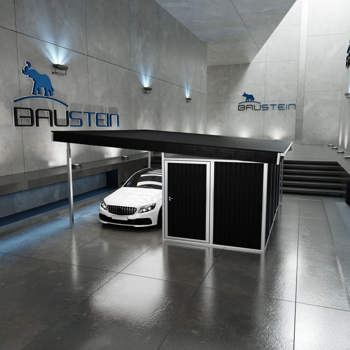 Carport PLAN 2.0 M. REDSKABSRUM (Sort)