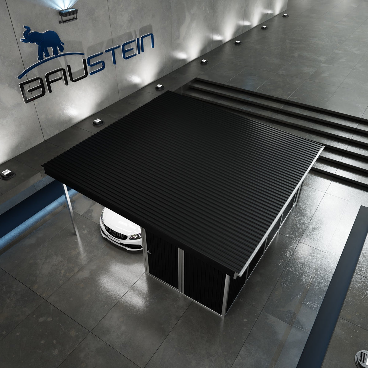 Carport PLAN 2.0 M. REDSKABSRUM (Sort)