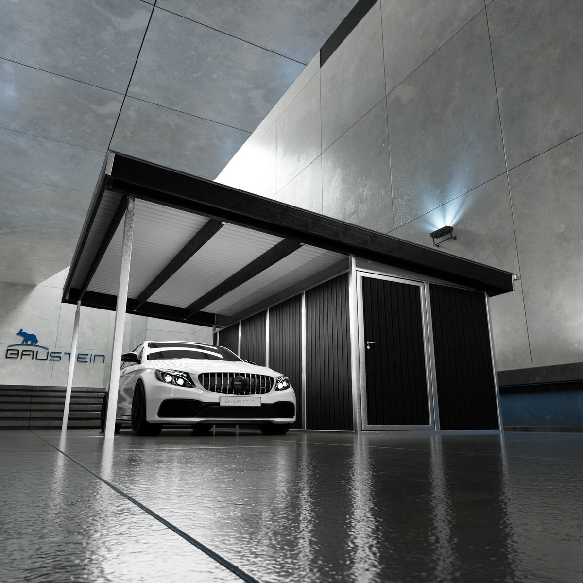 Carport PLAN 2.0 M. REDSKABSRUM (Sort)