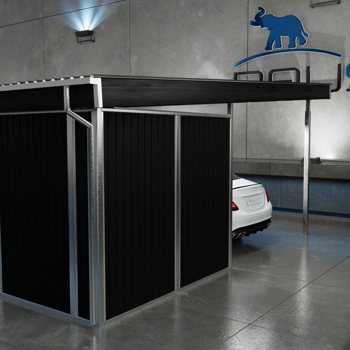 Carport PLAN 2.0 M. REDSKABSRUM (Sort)